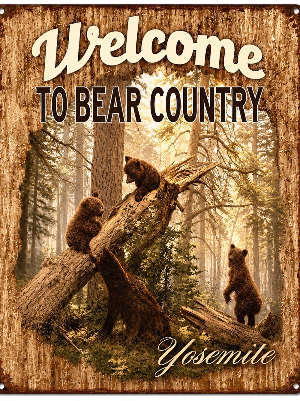 NEW Yosemite National Park Welcome To Bear Country Metal Sign